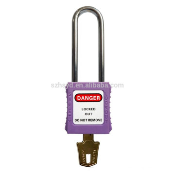 CE approval nylon body steel long shackle anti slipping plastic padlock